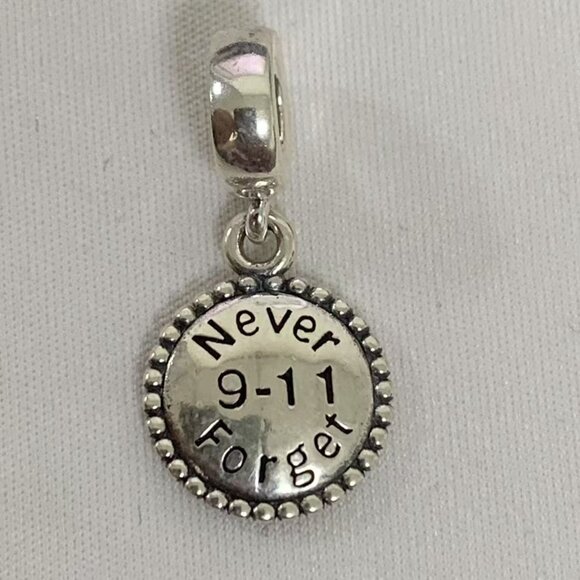 Pandora 9/11 (Never forget) Dangle Exclusive Charm, S925 Silver Bracelets - Picture 1 of 4